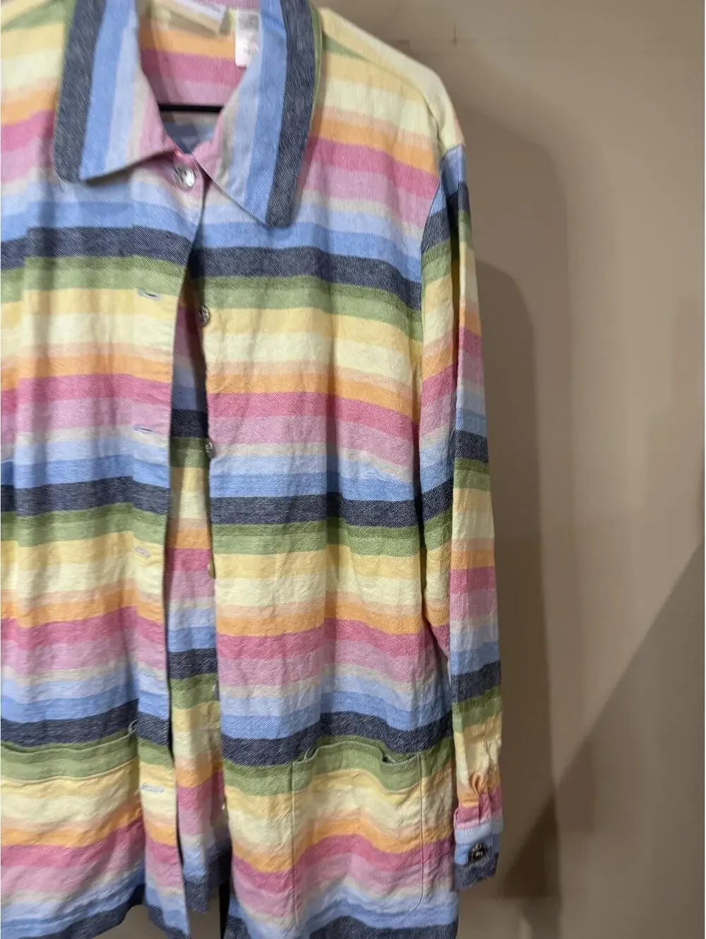 alfred dunner 18W Women's Long Sleeve Button-Up Shirt with Multicolor Stripes
